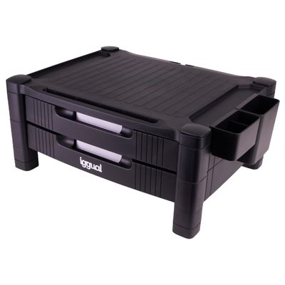 iggual EM2 Monitor Stand with Drawers and Tablet Slot