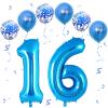 Blue Number 16 Foil Balloon Set, 40-Inch Birthday Decorations view 1