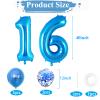 Blue Number 16 Foil Balloon Set, 40-Inch Birthday Decorations view 4