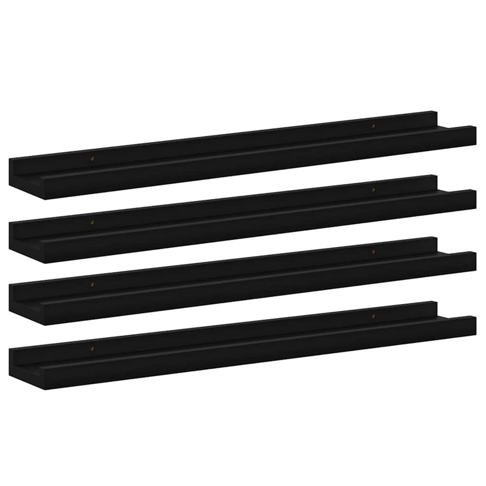 Gecheer 4-Piece Floating Wall Shelves, Black, MDF, 60 x 9 x 3 cm