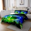 Manfei American Football Bedspread Set, Gray/Neon Blue/Green Geometric Lines, 3D Modern Quilt Coverlet with 2 Pillowcases view 2