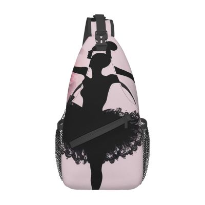 DJUETRUI Sling Bag for Women and Men, Ballet Silhouette, Small Chest Bag, Black/White, One Size