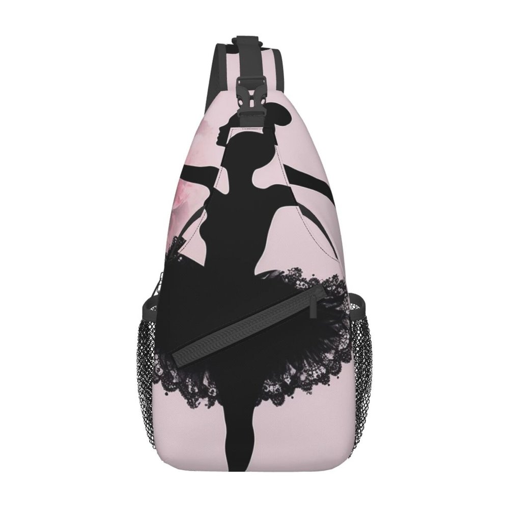 DJUETRUI Sling Bag for Women and Men, Ballet Silhouette, Small Chest Bag, Black/White, One Size