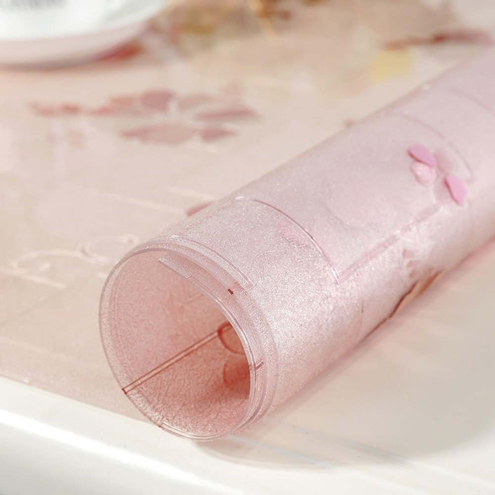 1 mm Floral-Print Clear PVC Table Protector, 70 x 150 cm
