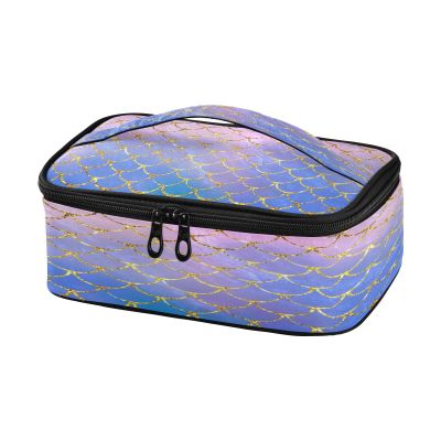 Mnsruu Small Insulated Lunch Bag for Men and Women, Colorful Mermaid Fish-Scale Pattern