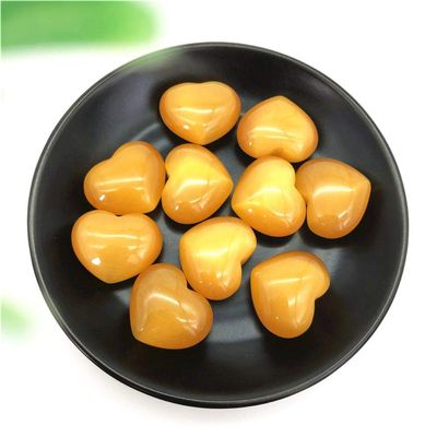 ANEIDA 1pc Yellow Cat’s Eye Heart-Shaped Crystal Gemstone Decorative Quartz Stone (Color: One Size)