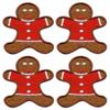 Set of 4 Gingerbread Men in Red Shirts, Iron-On Embroidered Patches view 1