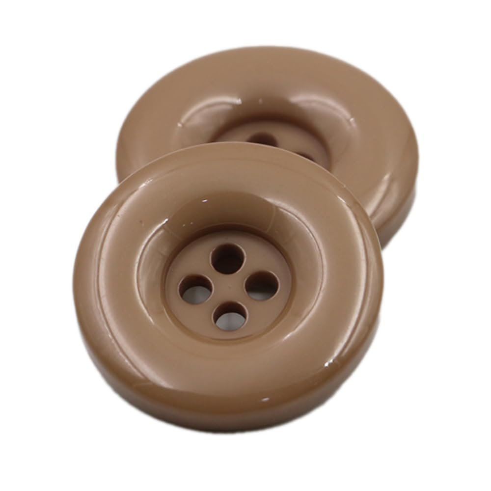 Whakano 20-Piece Decorative Resin Buttons, Round 4-Hole, 18 mm, Light Brown