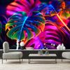 Feeby Vinyl Photo Wallpaper – AI Neon Tropical Leaves, 250 x 175 cm, 3D Wall Mural, Multicolor view 2