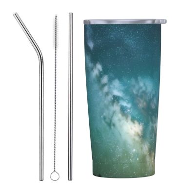 ZISHAK Starry Night Sky Stainless Steel Straw Tumbler