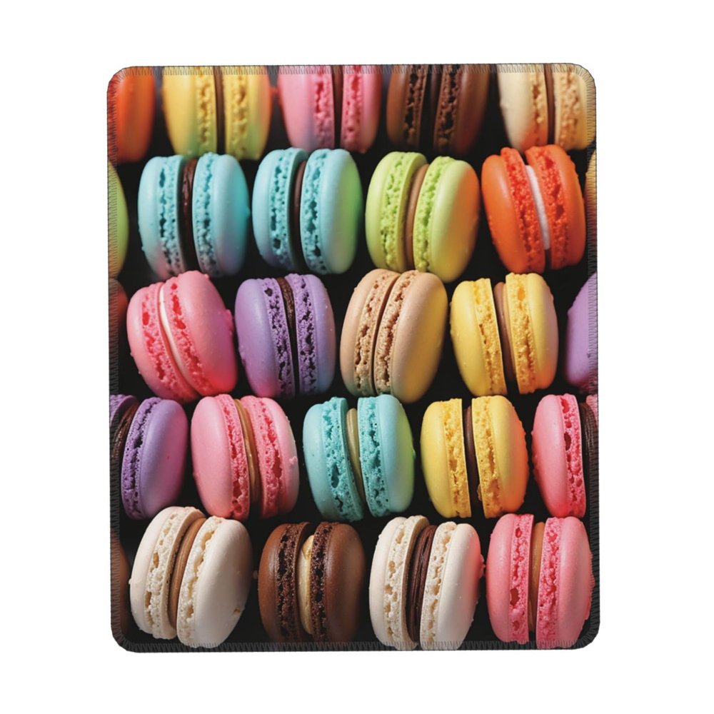 Gaming Mouse Pad with Non-Slip Rubber Base, Washable, Macaron Cookie Design