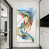 Abstract Lotus Flower Fish Wall Art Canvas Print, 40 x 80 cm, Framed view 1
