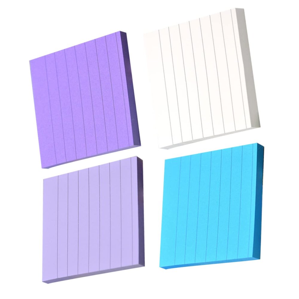 Operitacx 4-Piece Striped Kraft Paper Sticky Note Pads, Assorted Colors