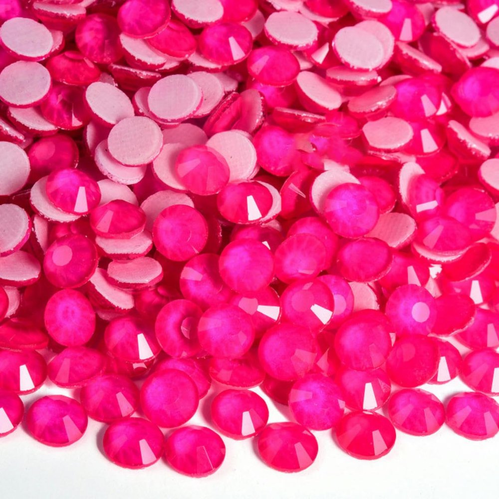 Glittering Neon Hot-Fix Rhinestones, Rose, SS8, 1,440 Pieces