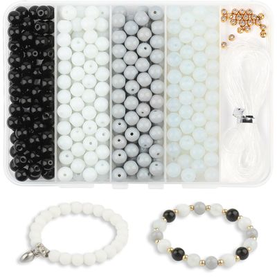 Xilitata 400-Piece 8 mm Round Glass Bead Set for Jewelry Making