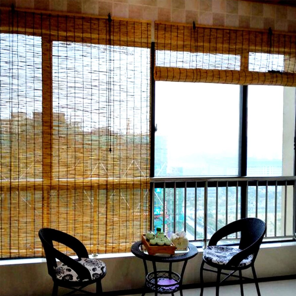 Natural Reed Bamboo Roll-Up Blind for Windows, Balconies and Outdoor Areas