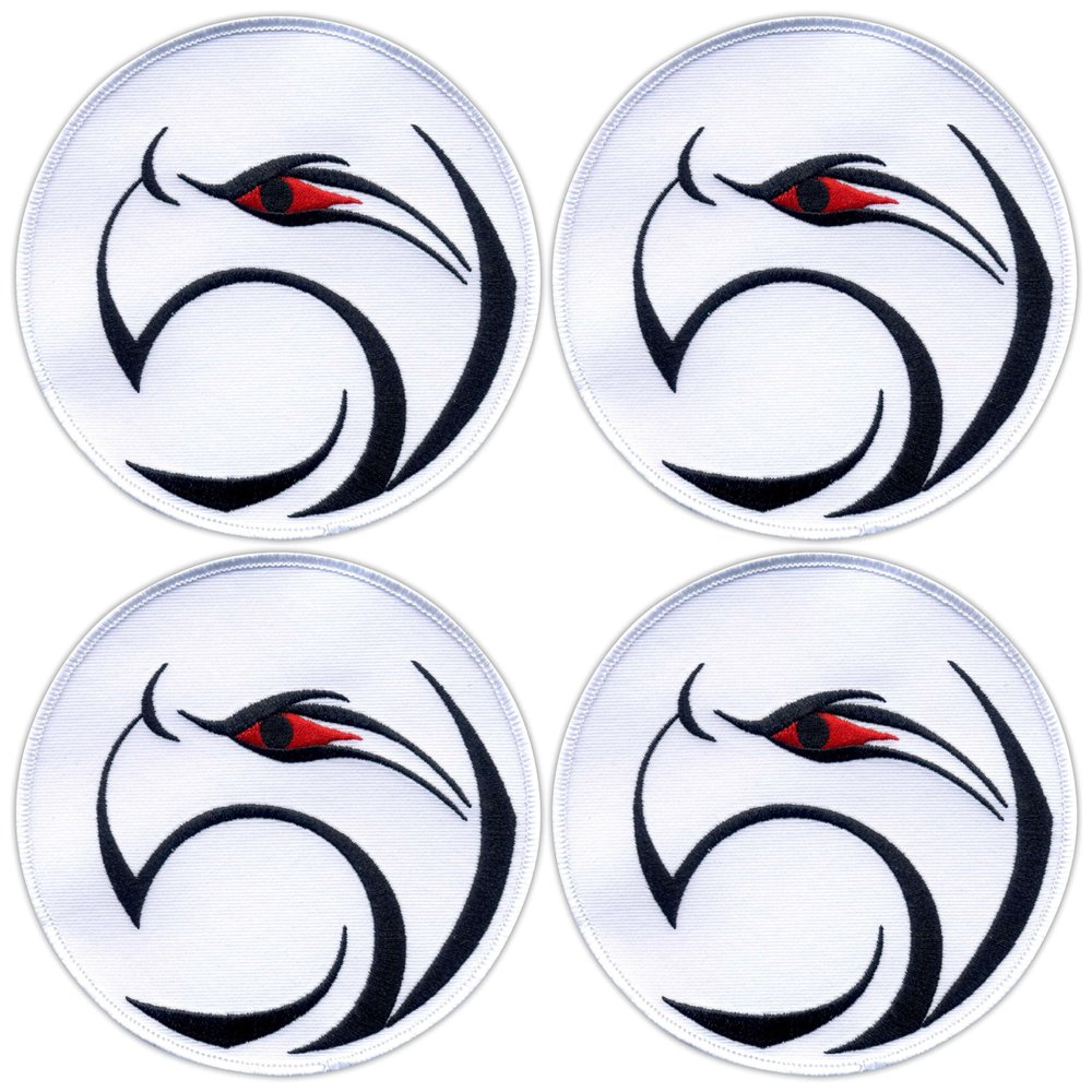 Set of 4 Red-Eyed Falcon Embroidered Sew-On Patches