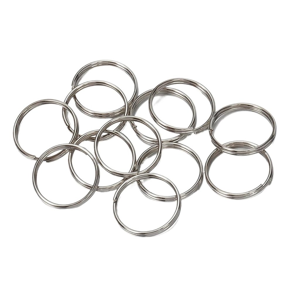 50-Piece Stainless Steel Key Ring Findings for DIY Keychain Making, 18 mm