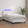 BAZZI Upholstered Bed Frame 90 x 190 cm with Mattress, Topper and LED Strip, White view 1