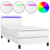 BAZZI Upholstered Bed Frame 90 x 190 cm with Mattress, Topper and LED Strip, White view 2