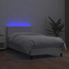BAZZI Upholstered Bed Frame 90 x 190 cm with Mattress, Topper and LED Strip, White view 4