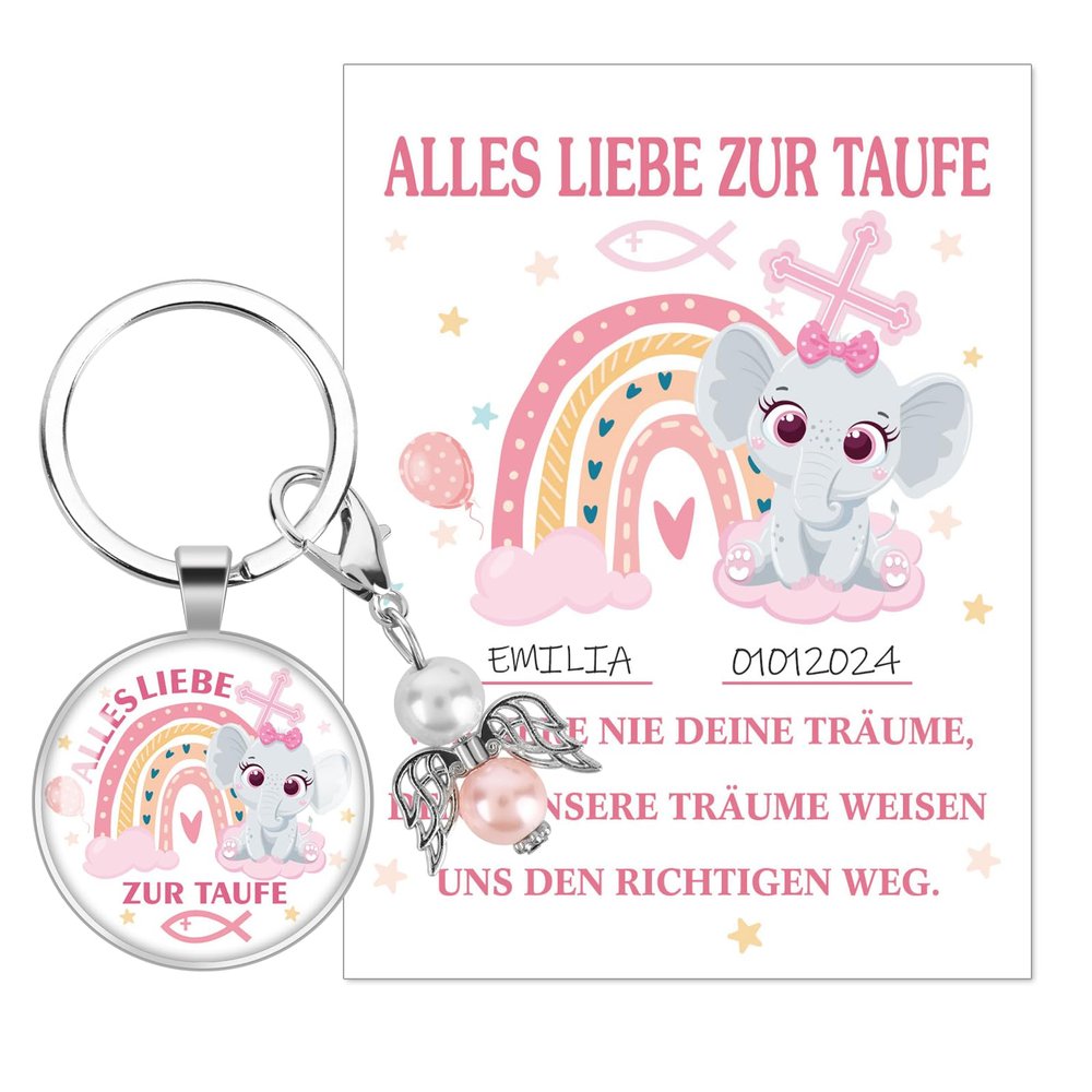HOWAF Baptism Gifts for Girls, Small Baptism Card with Guardian Angel Keychain