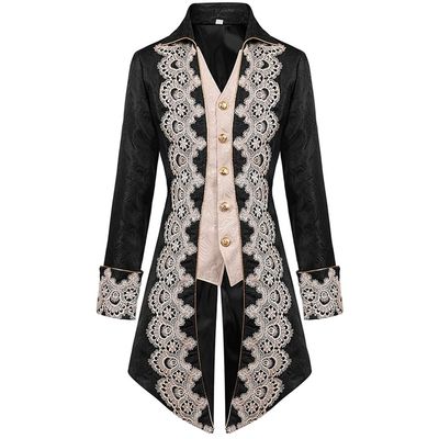 Odizli Men's Steampunk Victorian Tailcoat, Gothic Renaissance Costume, Black, 3XL