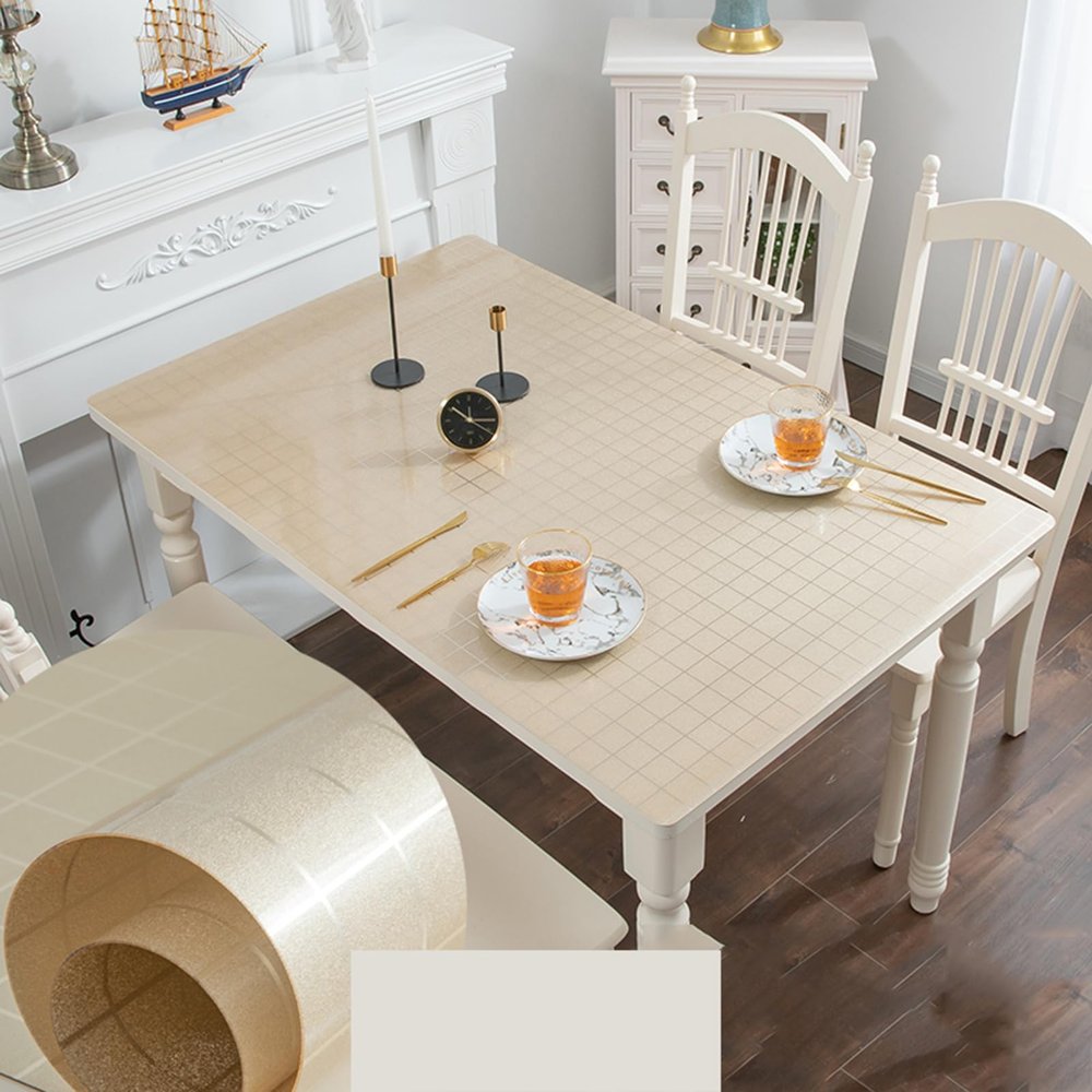 Flower-Printed Transparent PVC Table Protector, 1 mm, E, 40 x 200 cm