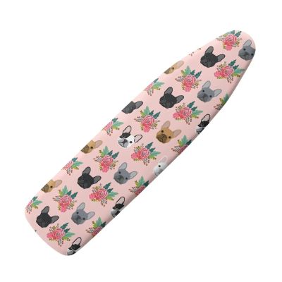 ZIATUBLES Ironing Board Cover with Floral Bulldog Pattern, Polyester, Hook-and-Loop Straps, Large