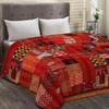 Handmade Vintage Sari Patchwork Kantha Quilt, Red, 228 x 274 cm view 2