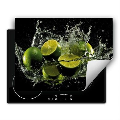 SMTDeco Stovetop Cover for Induction and Ceramic Cooktops, Fruit Lime Black, 80 x 52 cm