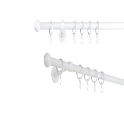 metablo Made-to-Measure Curtain Rod with Ball Finials, 20 mm, Single Track, 14 cm Wall Clearance, White, 330 cm