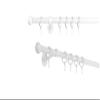 metablo Made-to-Measure Curtain Rod with Ball Finials, 20 mm, Single Track, 14 cm Wall Clearance, White, 330 cm view 1