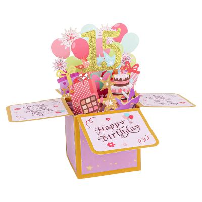 CIEHER 3D Pop-Up Birthday Card for Girls, 15th Birthday