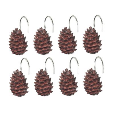 Resin Pinecone Shower Curtain Hooks, Light Brown