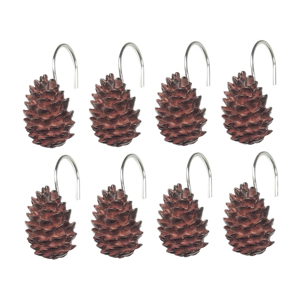 Resin Pinecone Shower Curtain Hooks, Light Brown