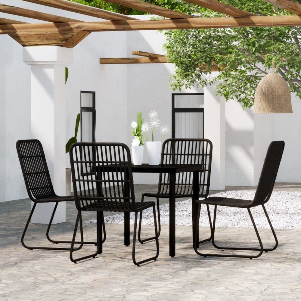 MNISDFL 5-Piece Garden Lounge Beer Table Set, Black