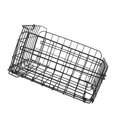 Rear Folding Bicycle Basket, Universal Steel Wire, Black