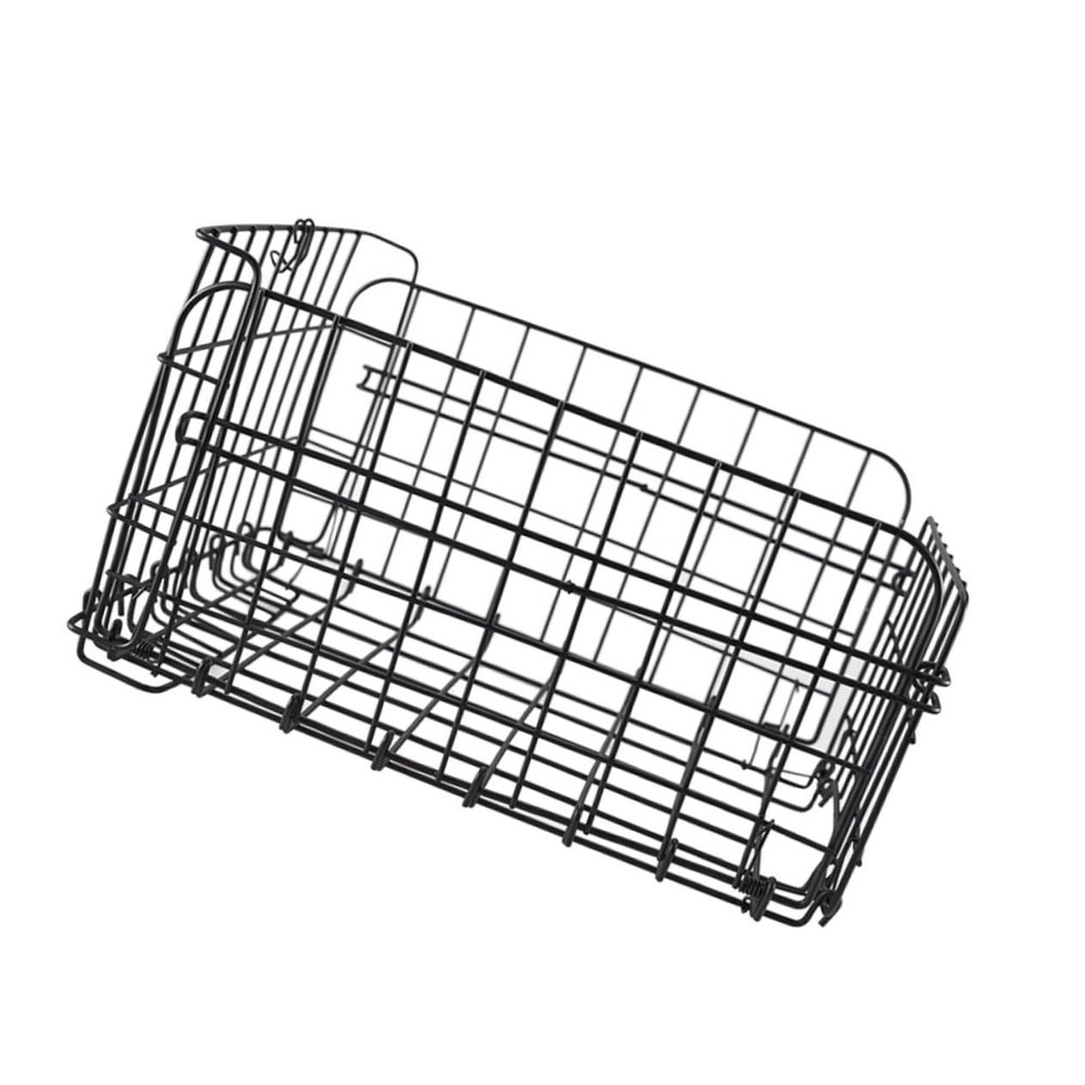 Rear Folding Bicycle Basket, Universal Steel Wire, Black