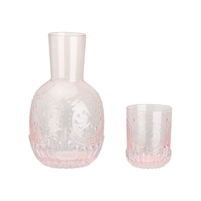 Bedside Water Carafe and Glass Set, Pink