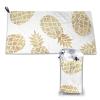 Printed Golden Pineapple Background Portable Microfiber Bath Towel, Lightweight Beach Towel view 1