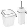 bremermann 2-Piece Savona Bathroom Set, 6-Liter Cosmetic Bin and Wall-Mounted Toilet Brush Set, Square, White Plastic view 1