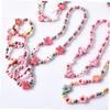 NAMOARLY Pink Animal-Shaped Wooden Bracelet and Necklace Set for Kids view 3
