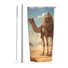 Desert Sand Camel Stainless Steel Straw-Lid Tumbler for Office, Car Rides, and Sporting Events view 1