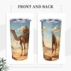 Desert Sand Camel Stainless Steel Straw-Lid Tumbler for Office, Car Rides, and Sporting Events view 4