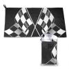 LAMAME Black-and-White Formula Checkered Flags Pattern Printed Portable Microfiber Bath Towel, Lightweight Beach Towel view 1