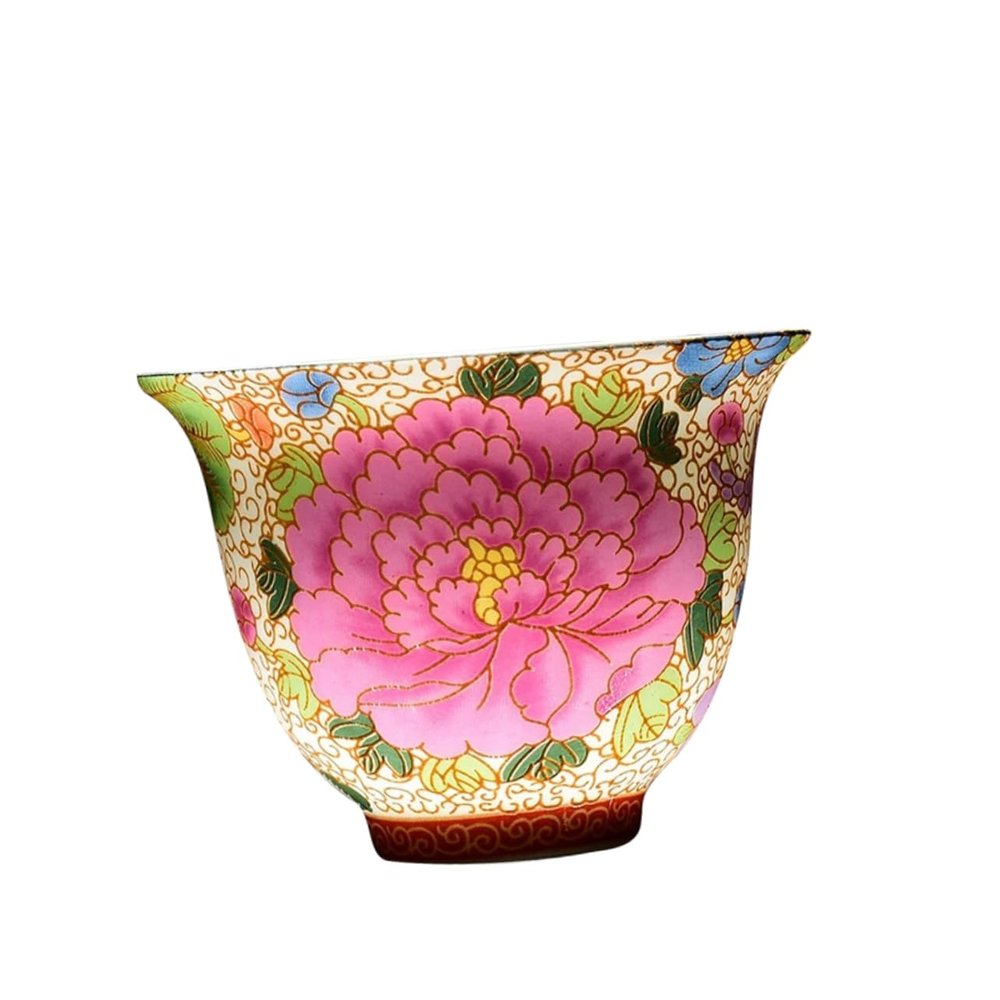 Zerodeko Ceramic Tea Cup with Floral Pattern, Kung Fu Tea Cup, 55 ml