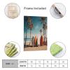 EPEDIC Canvas Wall Art, Simple Surfboard, Vintage Beach, Palm Tree and Blue Ocean view 2