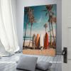 EPEDIC Canvas Wall Art, Simple Surfboard, Vintage Beach, Palm Tree and Blue Ocean view 3