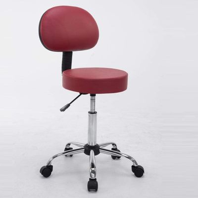 NEAFP Height-Adjustable Swivel Stool with Wheels, Black PU Faux Leather Seat, 51–71 cm